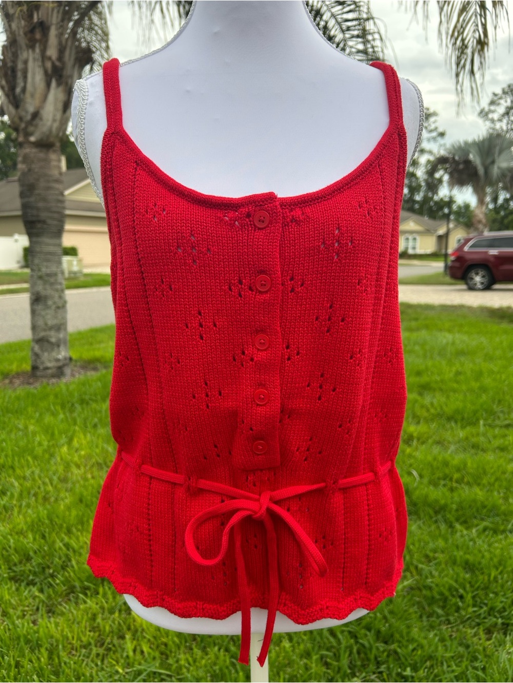 NWT🌷LOFT Tie Waist Pointelle Sweater Tank Top